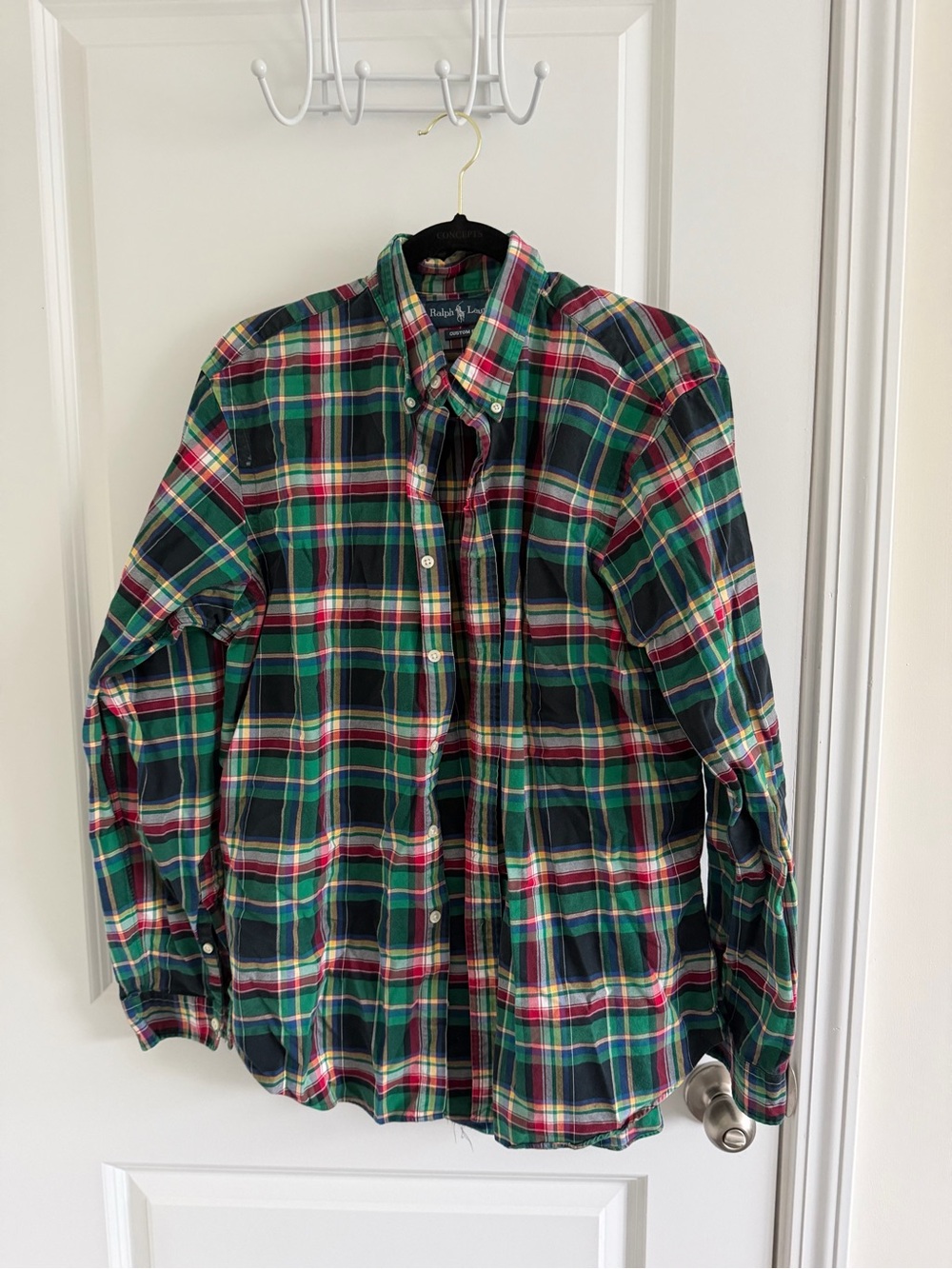 Ralph Lauren Green, Navy & Red Plaid Button-Down Shirt